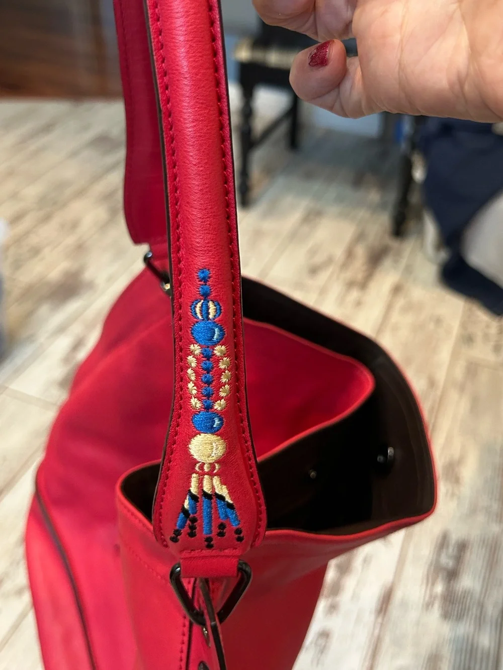 LONGCHAMP 3D MASSAÏ Red Leather Beaded Tassel Bag Made in France